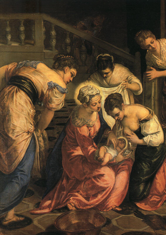TINTORETTO, Jacopo The Birth of John the Baptist, detail ar